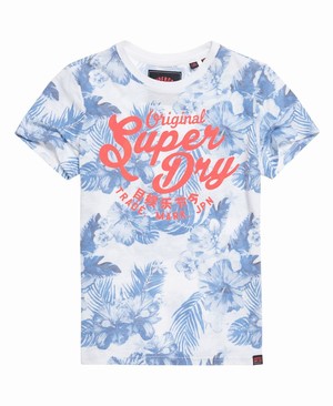 Superdry Original Hibiscus Női Pólók Fehér/Kék/Rózsaszín | RZVWB0754